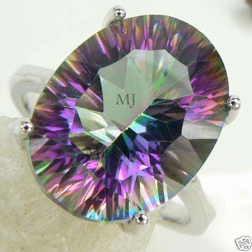 **STUNNING OVAL CUT MYSTIC TOPAZ CRAFTED IN 925 STERLING SILVER**SIZE 7.5